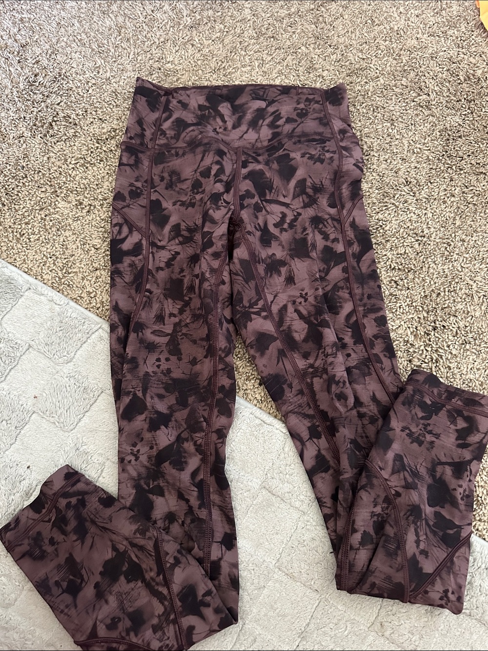 Women's High-Rise Printed Workout Leggings - Brown/Black